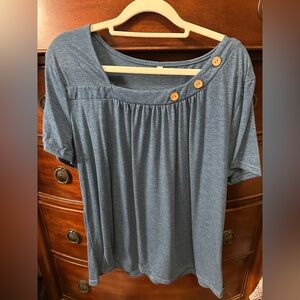 Blue Button-Detail Women's Top